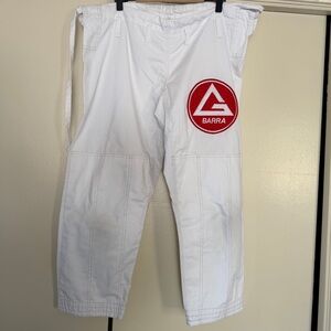 Gracie Barra White Martial Arts Pants with Red Patch